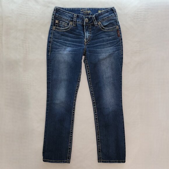 Vintage Silver Suki Jeans Capri Style In Dark Blue Wash - Picture 2 of 8